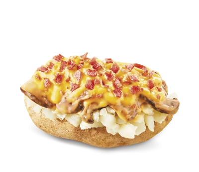 Bacon Portabella Mushroom Melt Baked Potato